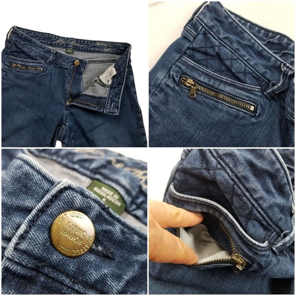Eddie Bauer Women Sz 6 Jeans Dark Blue Modern Skinny Leg Pockets Zippers W32 L32 - Picture 5 of 12